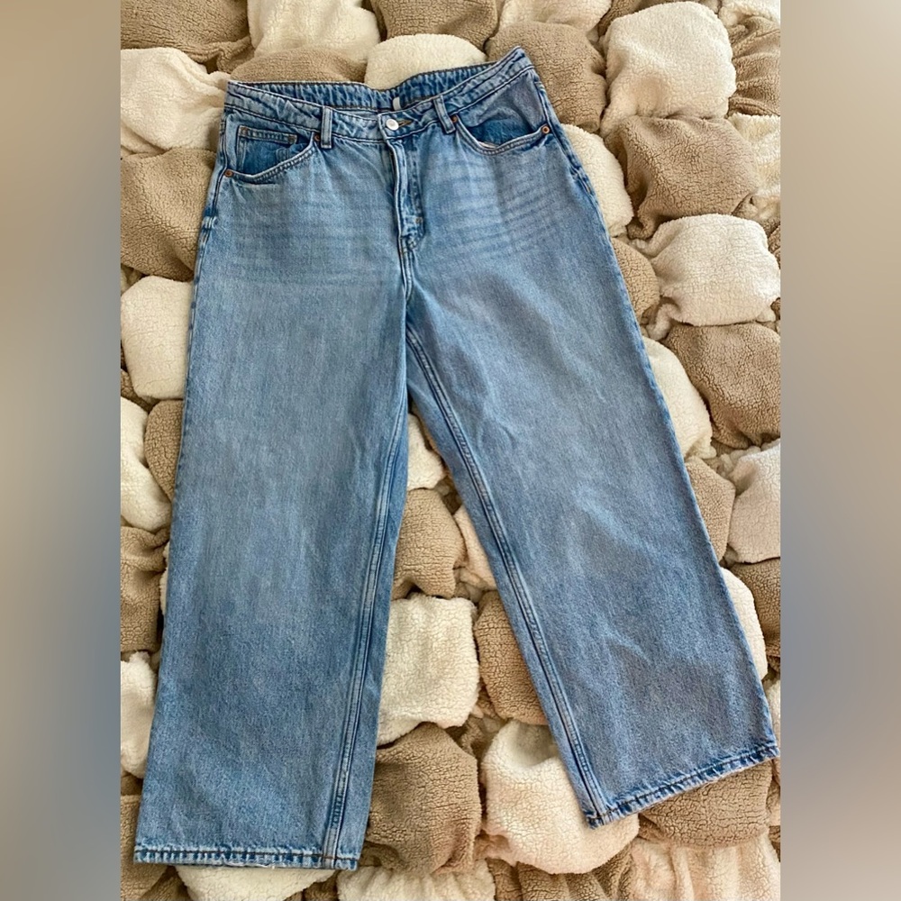 Wide Leg Cotton Jeans Vintage Blue